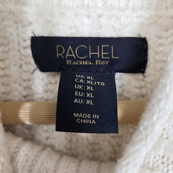 Rachel Roy Ribbed Sweater Sz XL Ivory Mock Neck Long Sleeve Soft Cozy Stretch - Picture 8 of 13